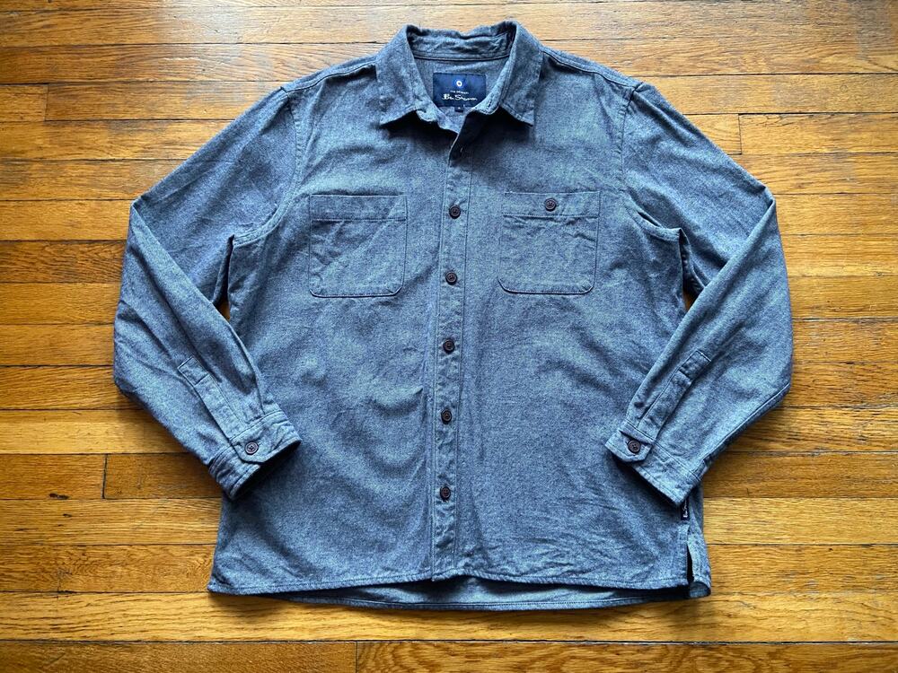 BEN SHERMAN Gray Heavyweight Long Sleeve Cotton Shirt sz XL